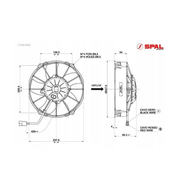 WENTYLATOR SPAL 12V 225mm SSĄCY