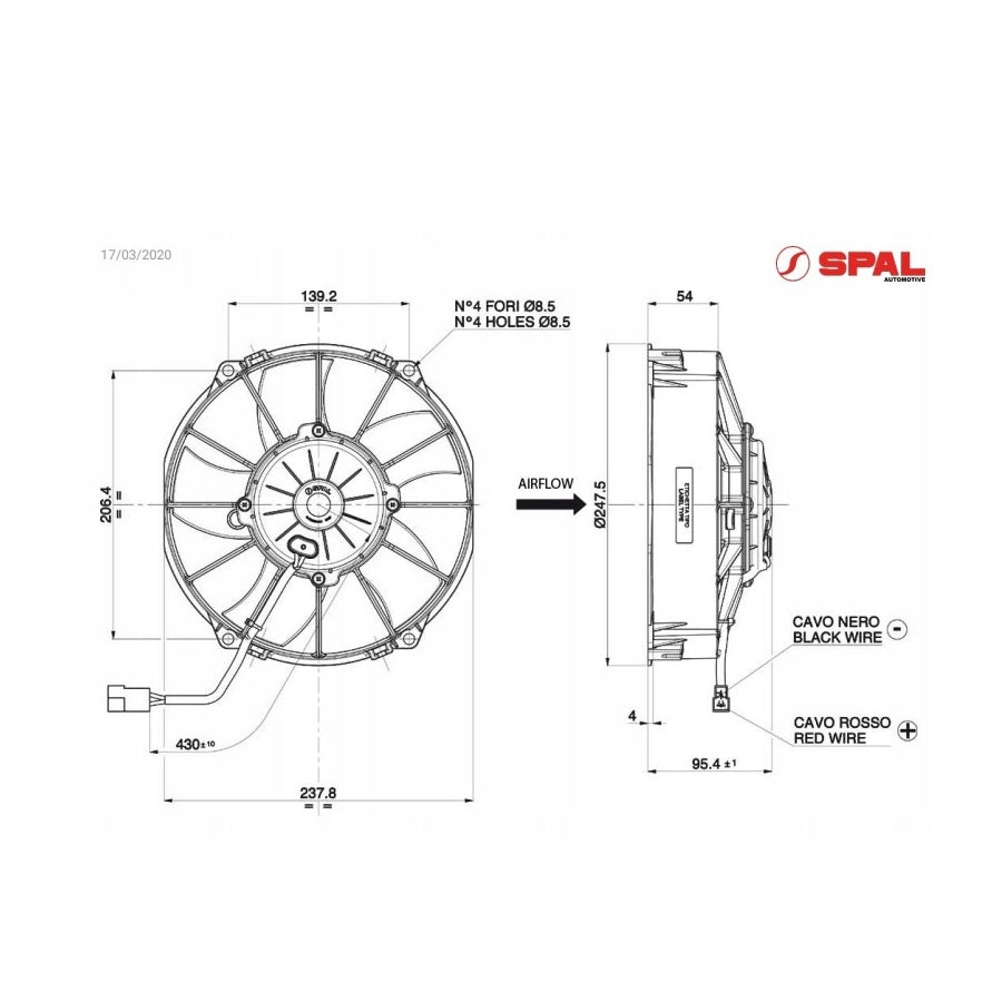 WENTYLATOR SPAL 12V 225mm SSĄCY
